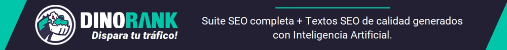 banner oficial de DinoRANK, suite SEO completa con IA