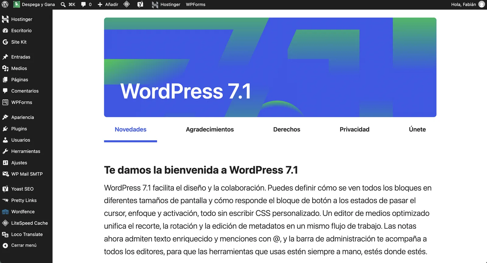 Borrador del artículo montado en el editor de WordPress