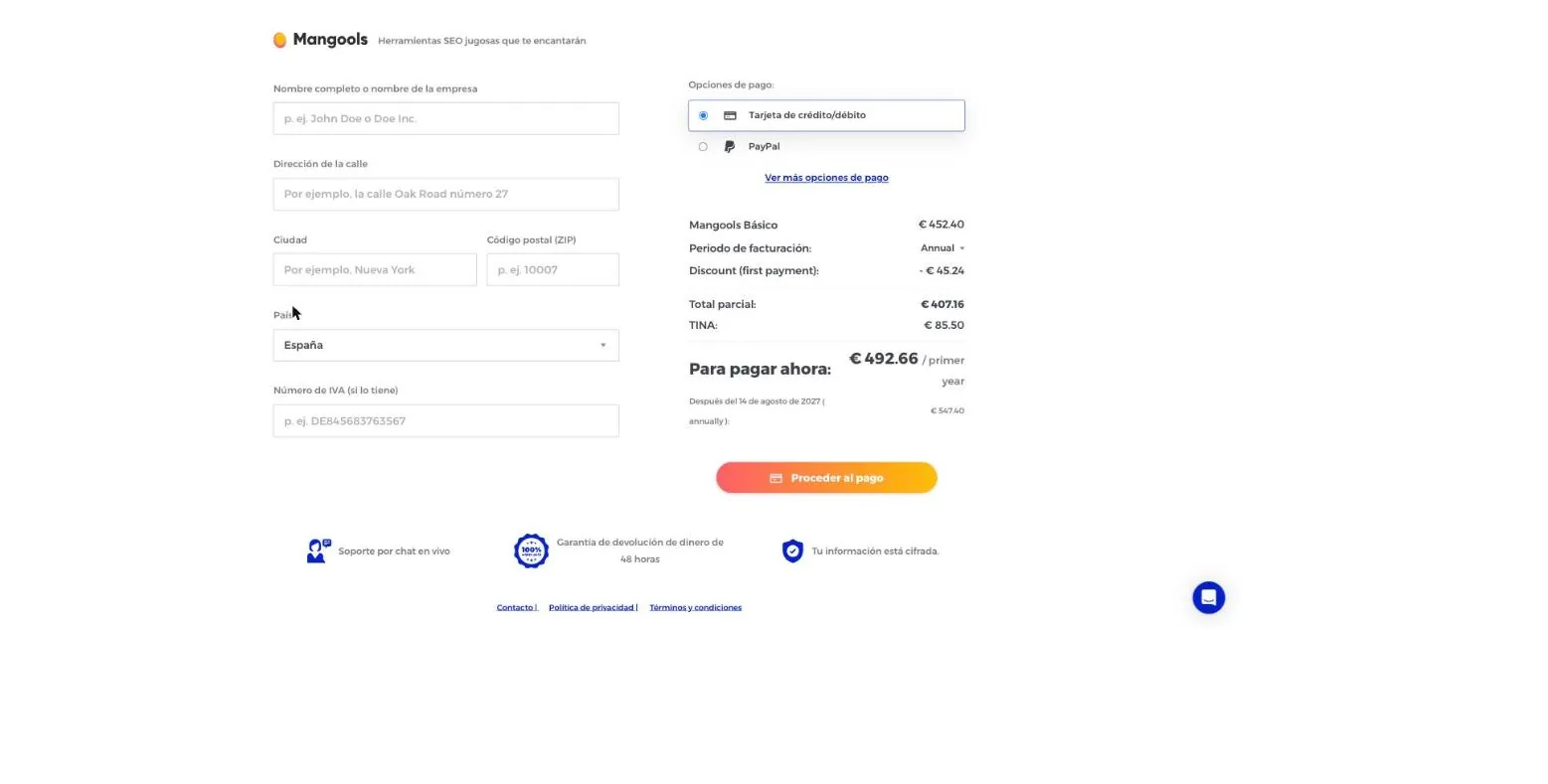 Precio de Mangools en euros con IVA desde España