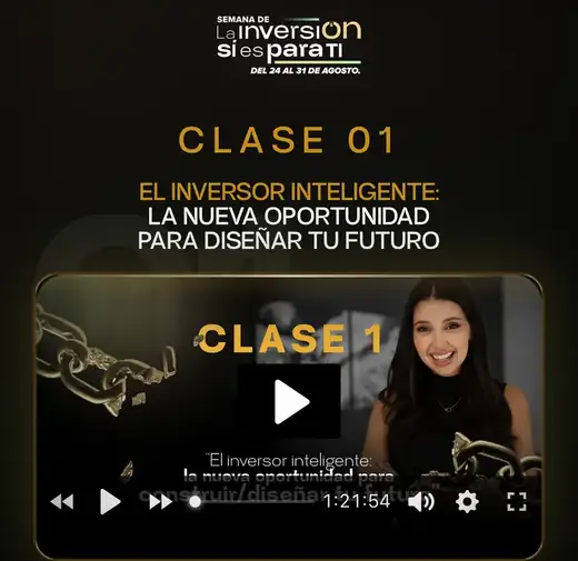 Reproductor de la clase 1 de la Semana de la Inversión de Celia Rubio con la duración a la vista