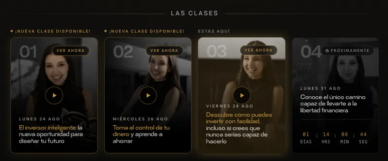 Las cuatro clases de la Semana de la Inversión con la cuenta atrás para la clase 4 del 31 de agosto