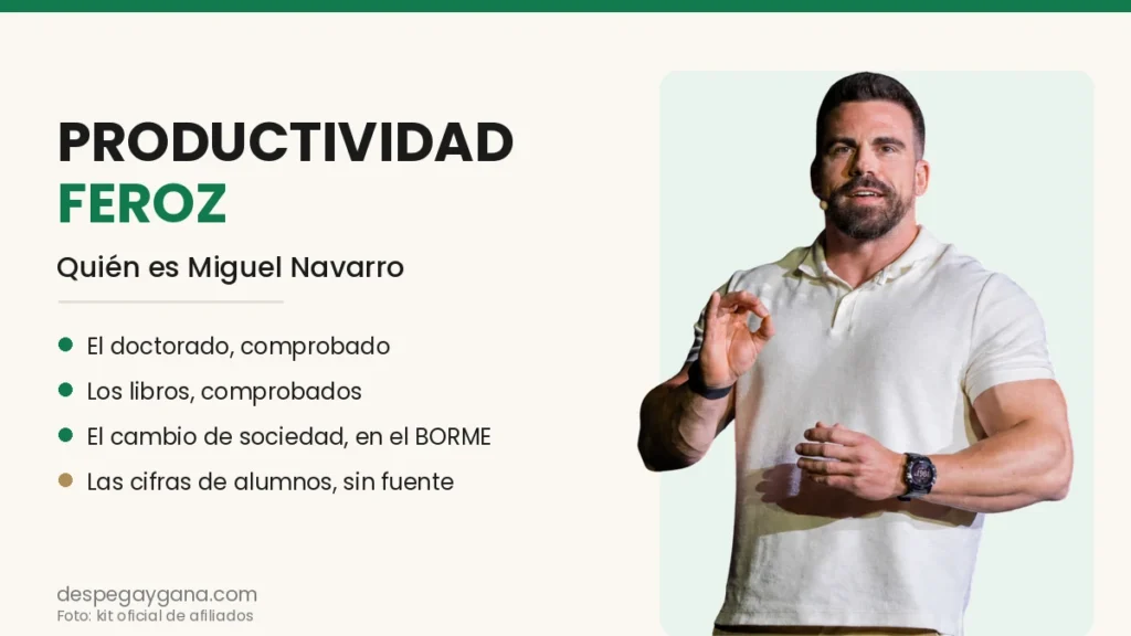 Productividad Feroz opiniones 2026, ilustración con Miguel Navarro y los datos que he podido verificar