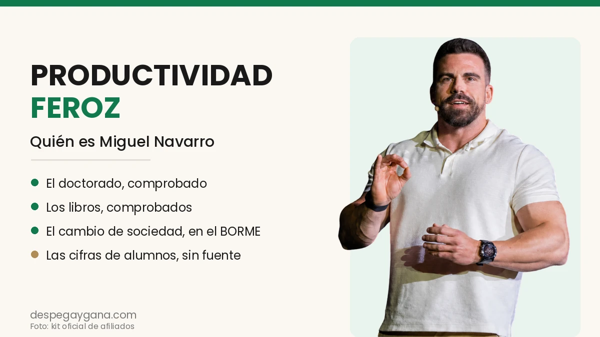 Productividad Feroz opiniones: quién es Miguel Navarro y qué he podido verificar
